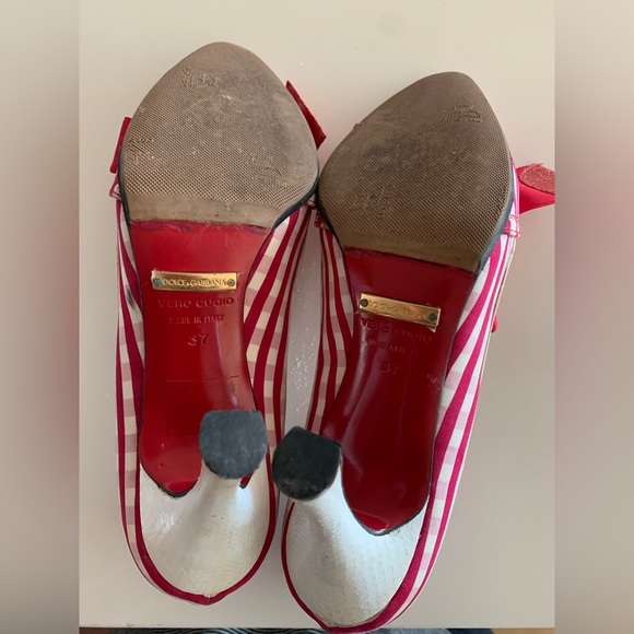 DOLCE & GABBANA Shoes Red Checkered with Bow size 37 - Picture 10 of 14